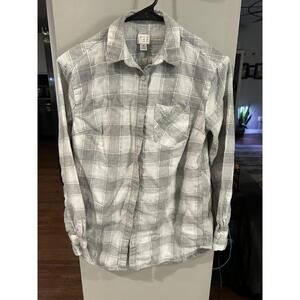 a.n.d Women's Gray and White Plaid Casual Shirt XS